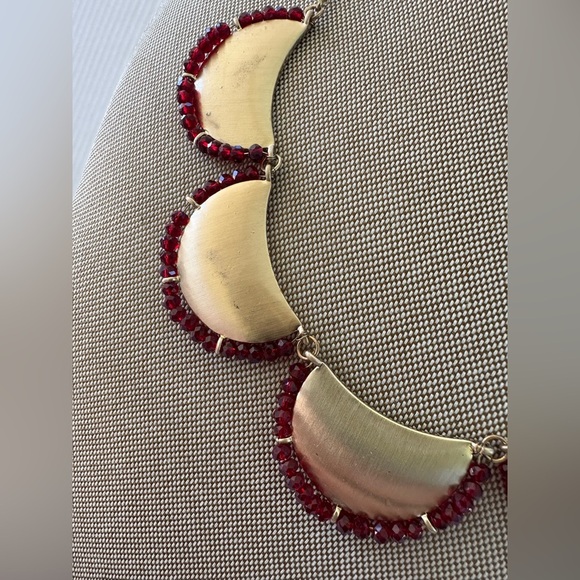 Vintage Gold and Red Statement Necklace - Picture 8 of 14